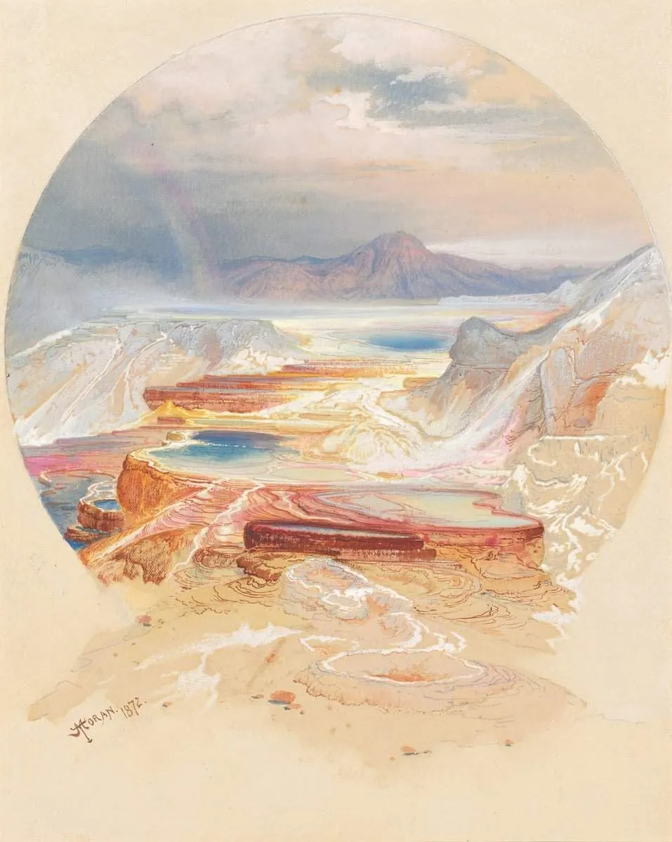 Art Print : Thomas Moran, Minerva Terrace, Yellowstone, 1872, Historic Wall Décor : 11in x 14in