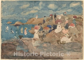 Art Print : Maurice Brazil Prendergast, Revere Beach, c. 1896, Historic Wall Décor : 12in x 08in
