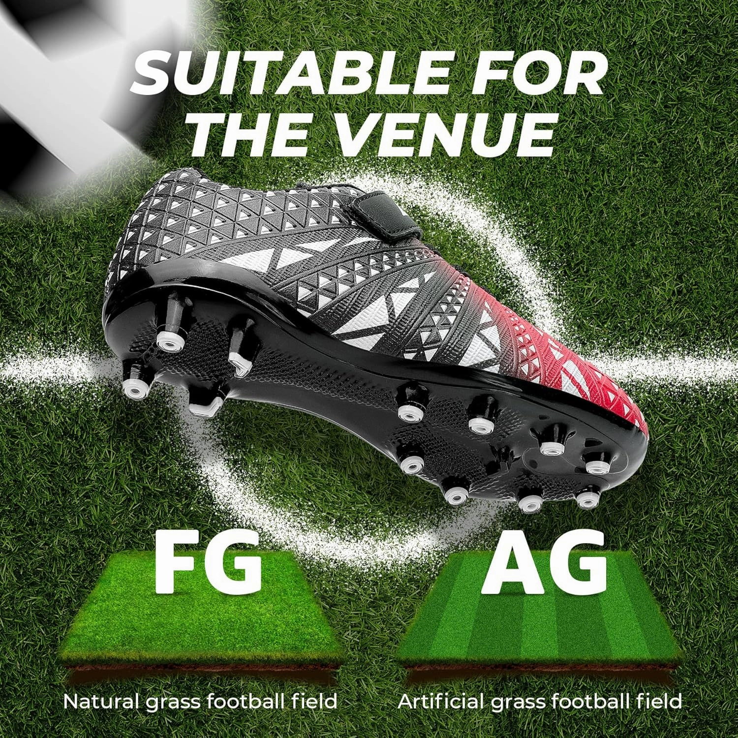ASHION Kids Soccer Cleats Boys Girls Soccer Shoes Firm Ground Football Shoes for Indoor Outdoor Size (Little Kid/Big Kid)