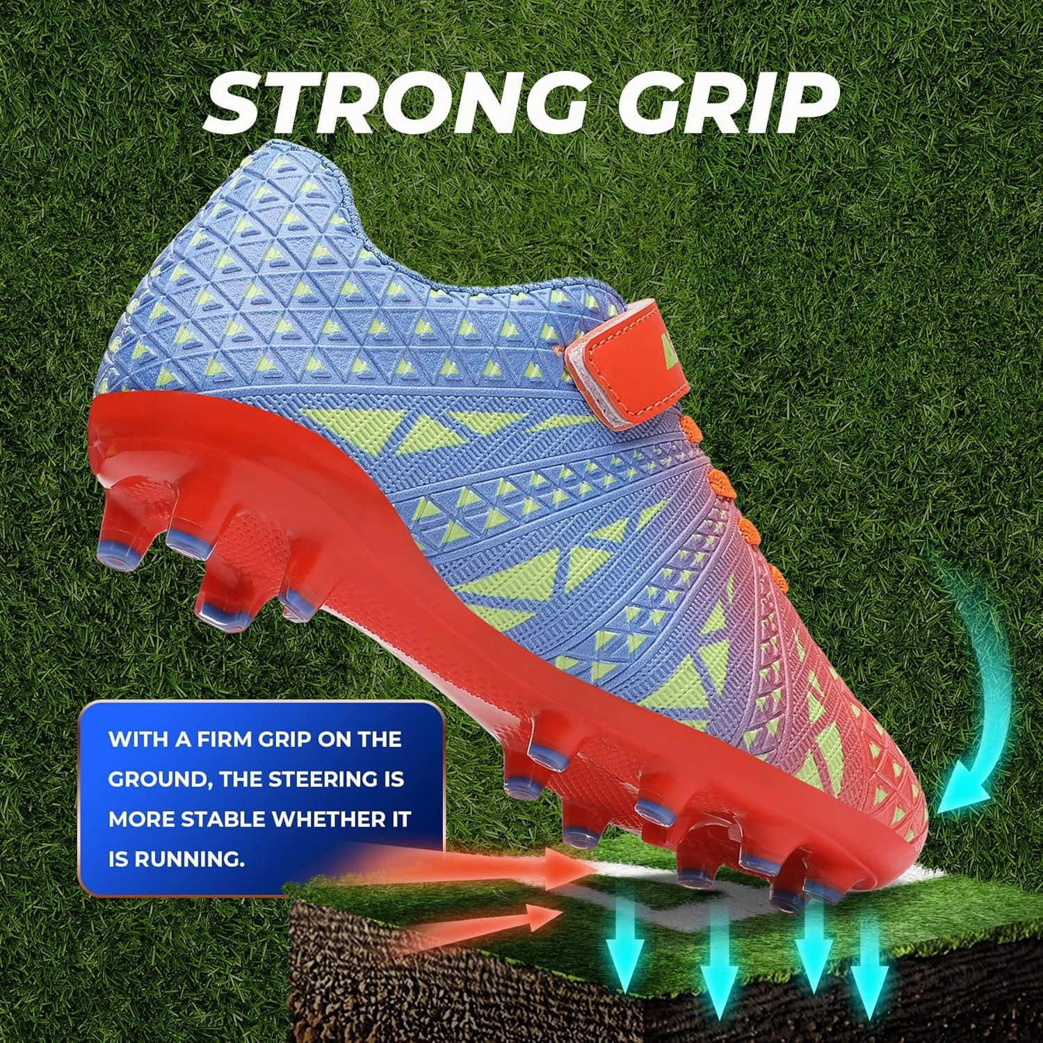 ASHION Kids Soccer Cleats Boys Girls Soccer Shoes Firm Ground Football Shoes for Indoor Outdoor Size (Little Kid/Big Kid)