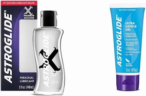 Astroglide X Premium Silicone Personal Lubricant (5oz), Extra Long-Lasting Silky Lube & Ultra Gentle Gel Lube, Personal Lubricant (3oz), Hypoallergenic, Water BasedLube