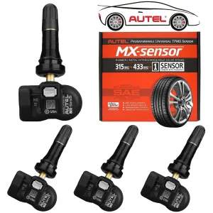 Autel TPMS Sensors 2in1 MX-Sensor 315Mhz/433Mhz Tire Pressure Sensor, Press-in OE-Level Universal TPMS Sensors Programmable by Autel TPMS Tool Compatible with TS408 TS508 TS608 (Rubber Stem 4pcs) ﻿