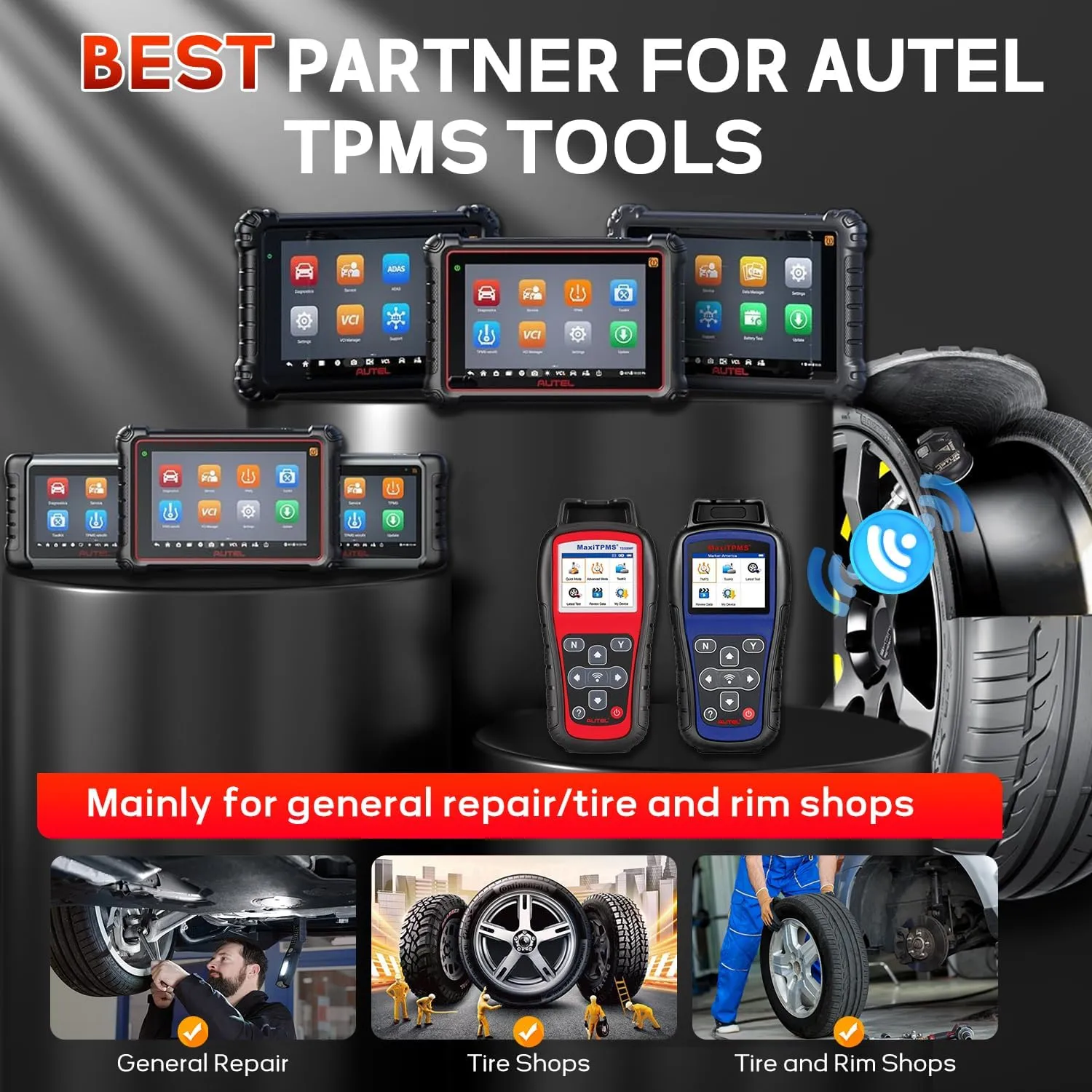 Autel TPMS Sensors, Autel MX Sensor 20pcs Pack Rubber Stem 315/433MHz TPMS Sensors Universal Tire Sensor Programmed by TPMS Tool TS401 TS408 TS508 TS601 TS608 TS900 MK808TS ITS600 ITS600Pro