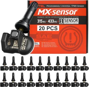 Autel TPMS Sensors, Autel MX Sensor 20pcs Pack Rubber Stem 315/433MHz TPMS Sensors Universal Tire Sensor Programmed by TPMS Tool TS401 TS408 TS508 TS601 TS608 TS900 MK808TS ITS600 ITS600Pro