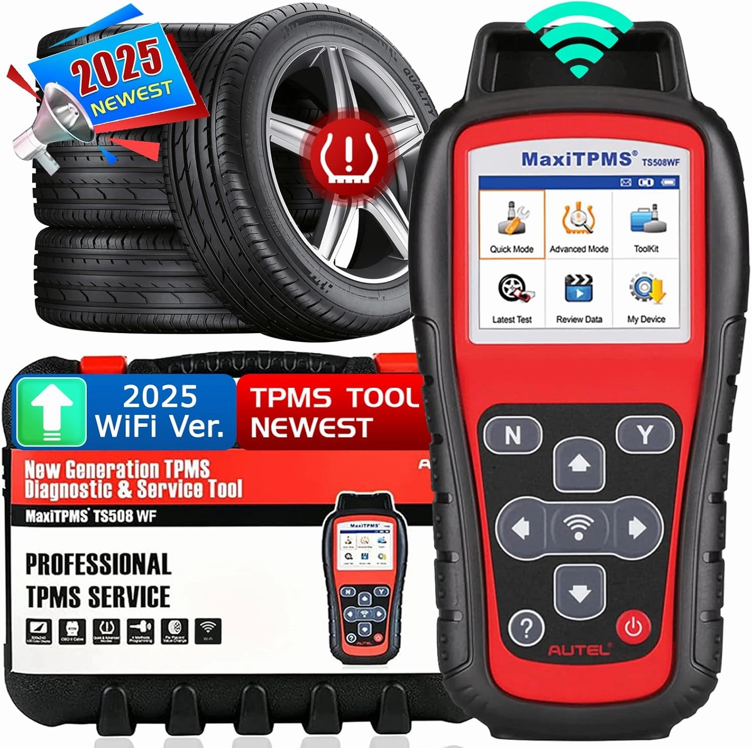 Autel MaxiTPMS TS508WF WiFi TPMS Relearn Tool, 2025 Updated Ver. of TS508/TS601, Program MX-Sersors 315/433MHz, Relearn/Activate All Sensors, Read/Clear DTCs, TPMS Reset, Support Lifetime Update