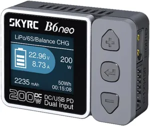 B6 neo B6neo 200W Smart Charger PD 80W for RC Helicopter, Aircraft Li-Polymer/Life/Li-Ion/NiMH/NiCd/Lead Batteries (Mysterious Black)