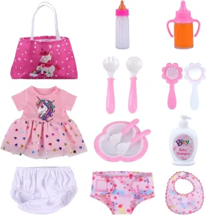 BABESIDE BABESIDE 13 PCS Reborn Baby Doll Clothes and Playset for 17-22 Inch Baby Doll Girl Outfits Accessories with Storage Bag and Babies Dolls Diaper