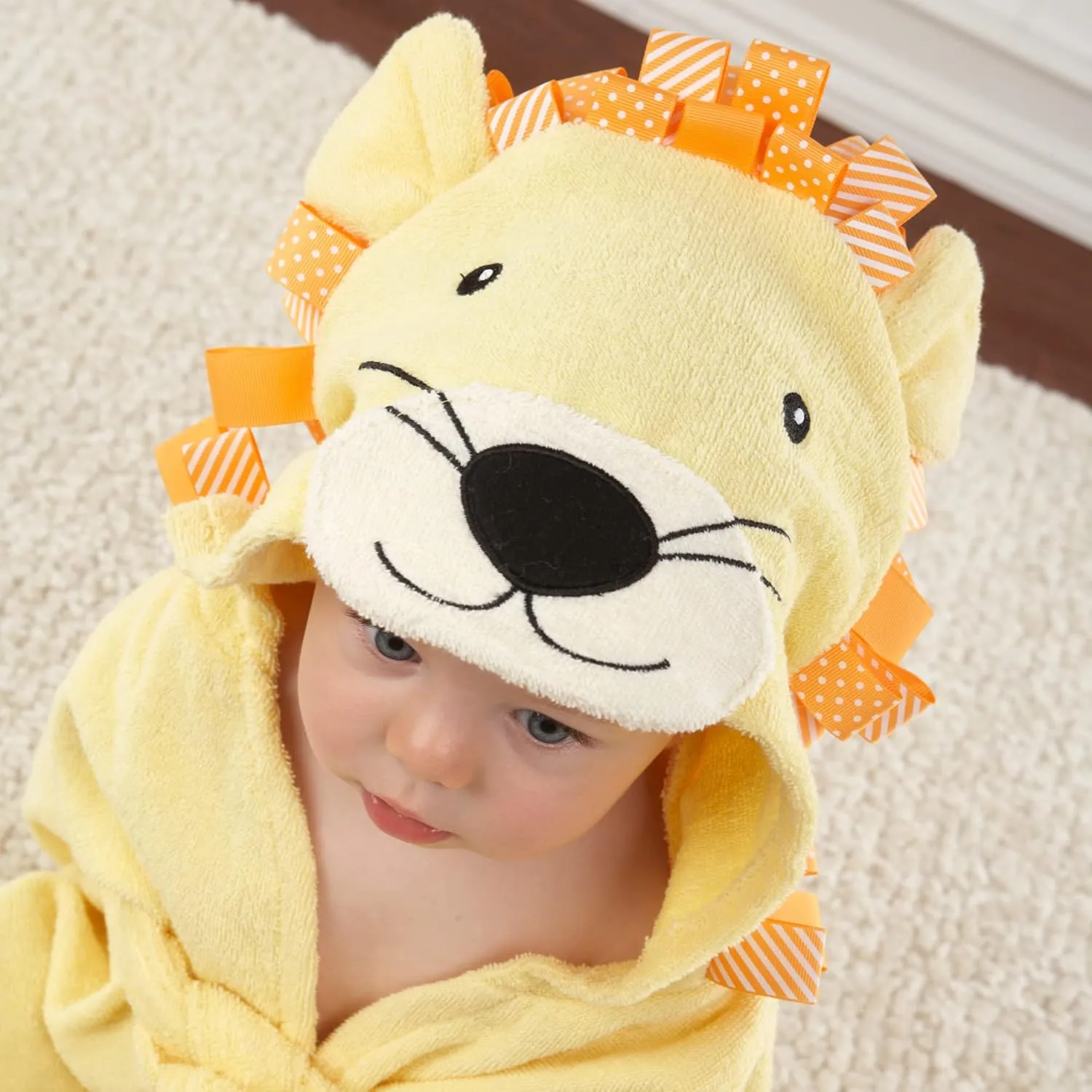 Baby Aspen "Big Top Bath Time Lion Hooded Towel/Robe, 0-9 Months