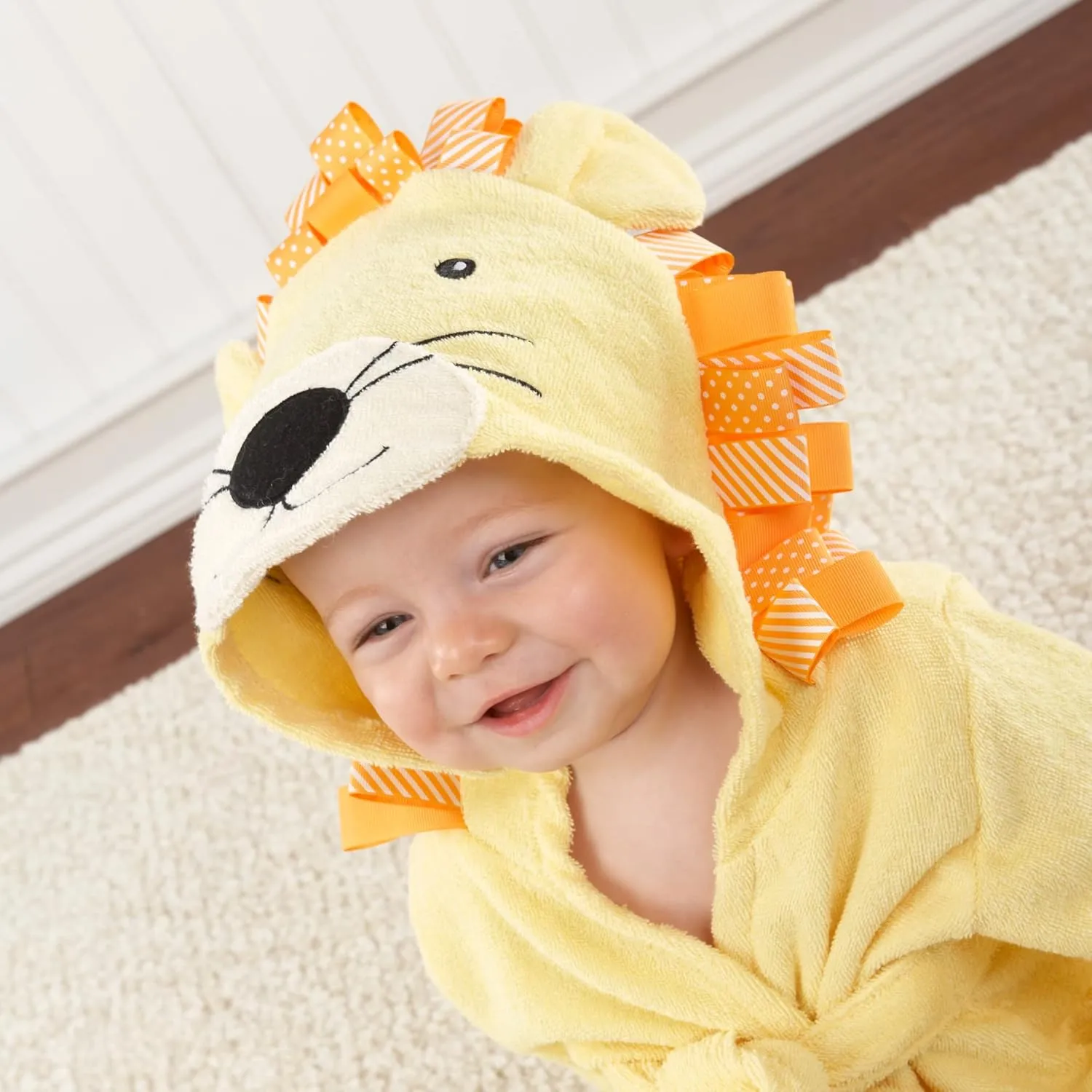 Baby Aspen "Big Top Bath Time Lion Hooded Towel/Robe, 0-9 Months