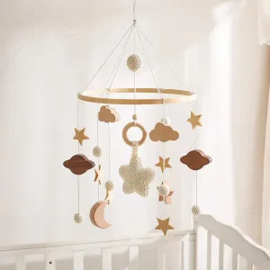 Baby Crib Mobile for Boys Girls| Boho Nursery Mobile| Gender Neutral Hand-Crocheted Mobile| Ceiling Mobile - Stars, Clouds, Moon