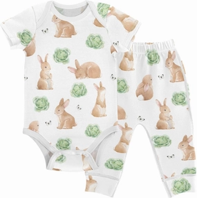 Baby Clothes Set Easter Rabbits Cabbage Infant Bodysuits Pants Sets 0-24M For Boys Girls