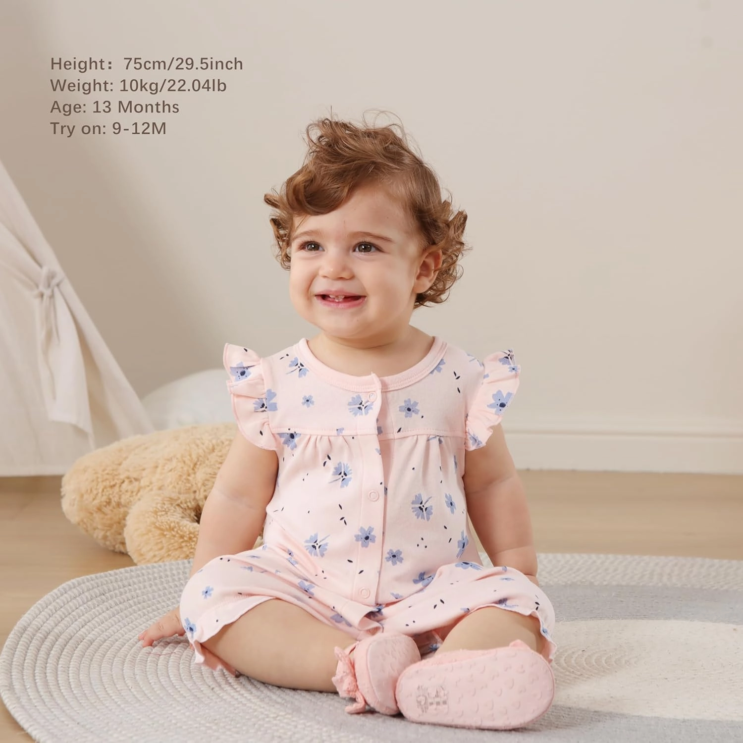 Baby Infant Girls Ruffled Sleeve Jumpsuit Dress Set Toddler Girls One-Piece Cotton Outfits