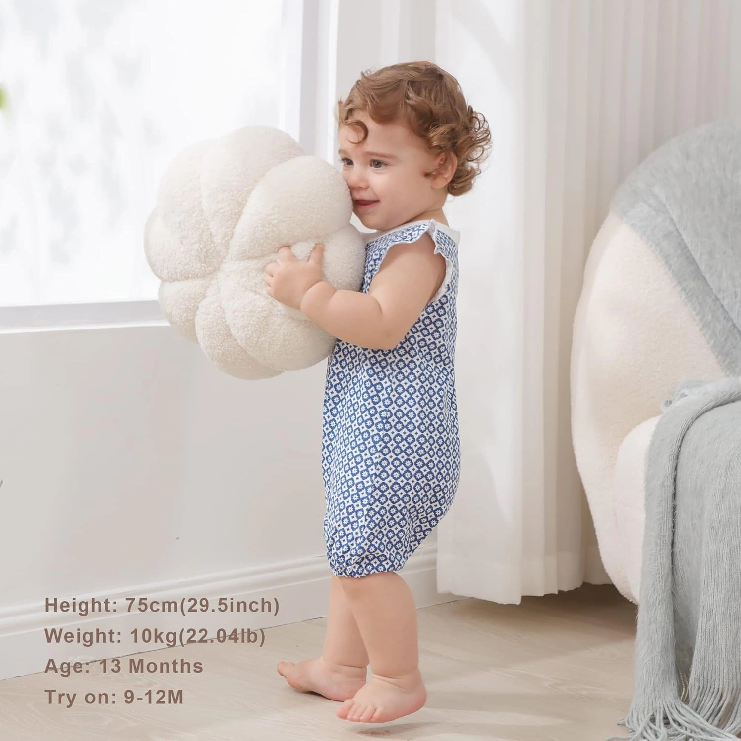 Baby Infant Girls Ruffled Sleeve Jumpsuit Dress Set Toddler Girls One-Piece Cotton Outfits