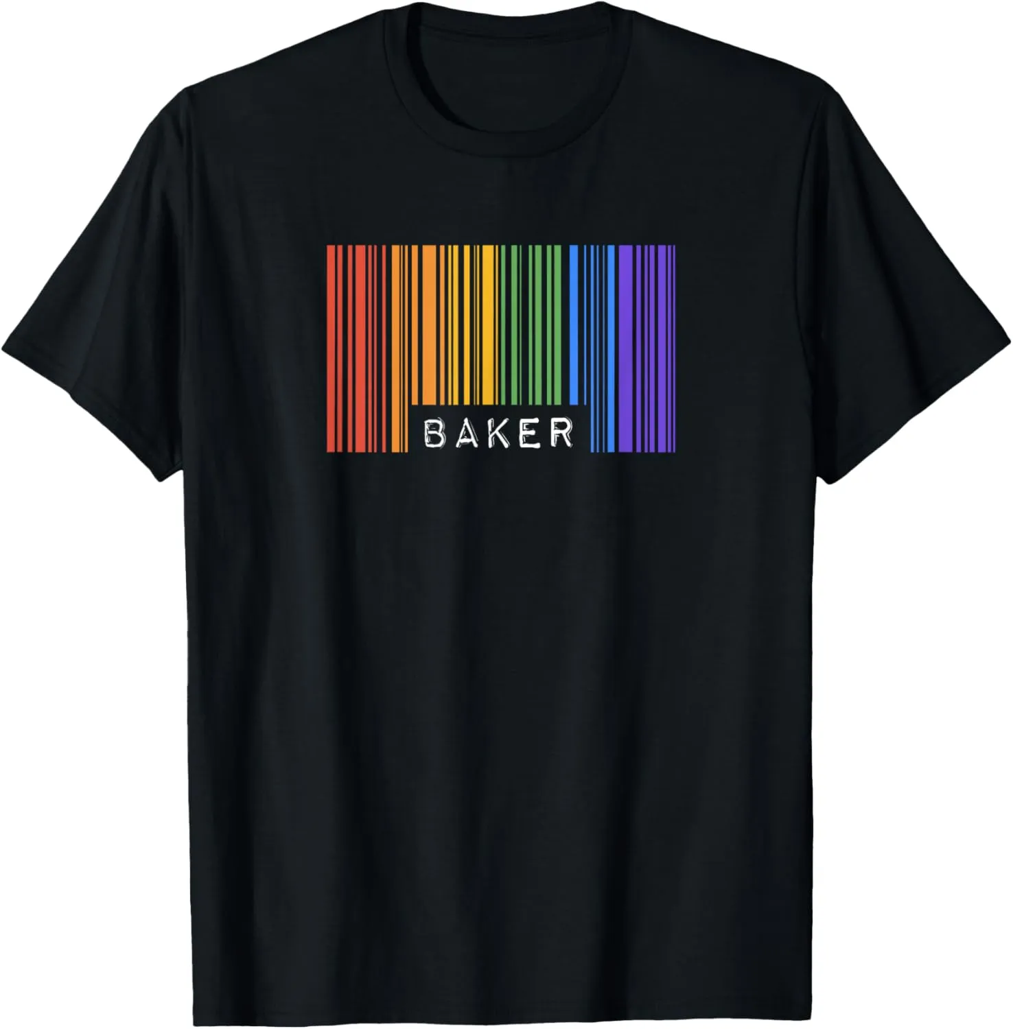 Baker Pastry Chef Gay Pride Flag Barcode Queer Rainbow LGBTQ T-Shirt