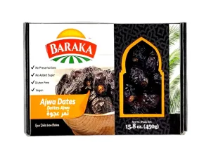 Baraka Ajwa Dates | Vegan Dates | Naturally Sweet |Fat-Free High Fiber Superfood No Preservatives, No Additives, 15.8 oz (Pack of 1)