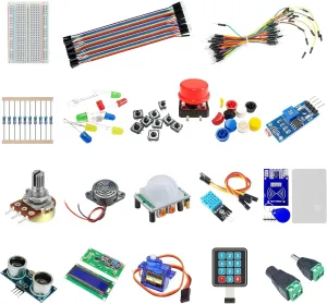 Basic Electronics Starter Kit for Arduino, ESP32, ESP8266, Raspberry Pi – Sensor and Component Kit for Beginners and DIY Projects (Boards Not Included)