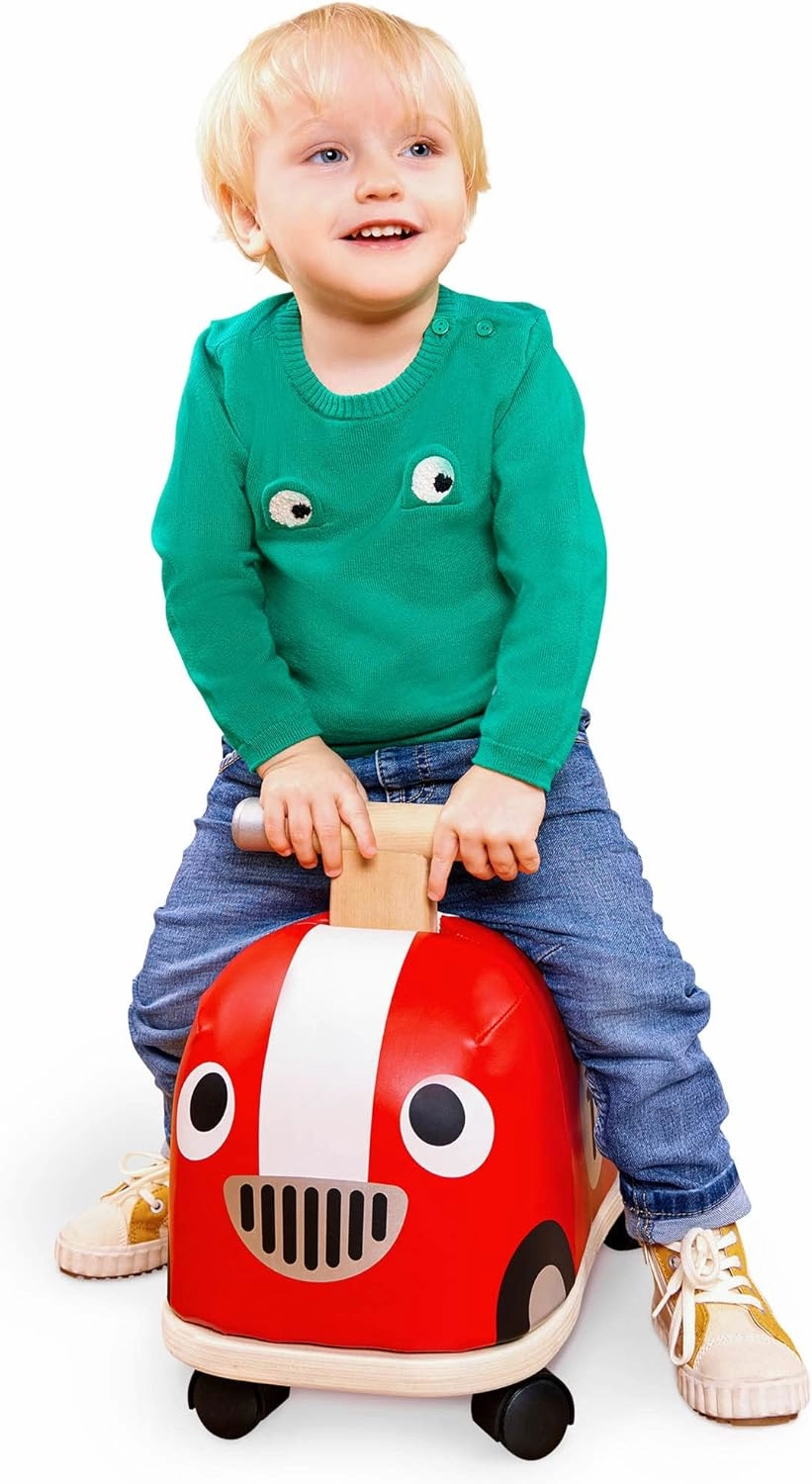 Battat – Wooden Racer – Wood Handle & Soft Body – Safe & Sturdy Push Car – Active Play Ride-On – 18 Months   – Rollin’ Race Car