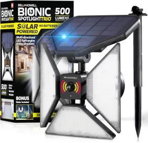 Bell Howell Bionic Spotlight Motion Sensor Outdoor Lights, 500 Lumens Solar Flood Motion Light Outdoor, Solar Security Flood Lights As Seen on TV