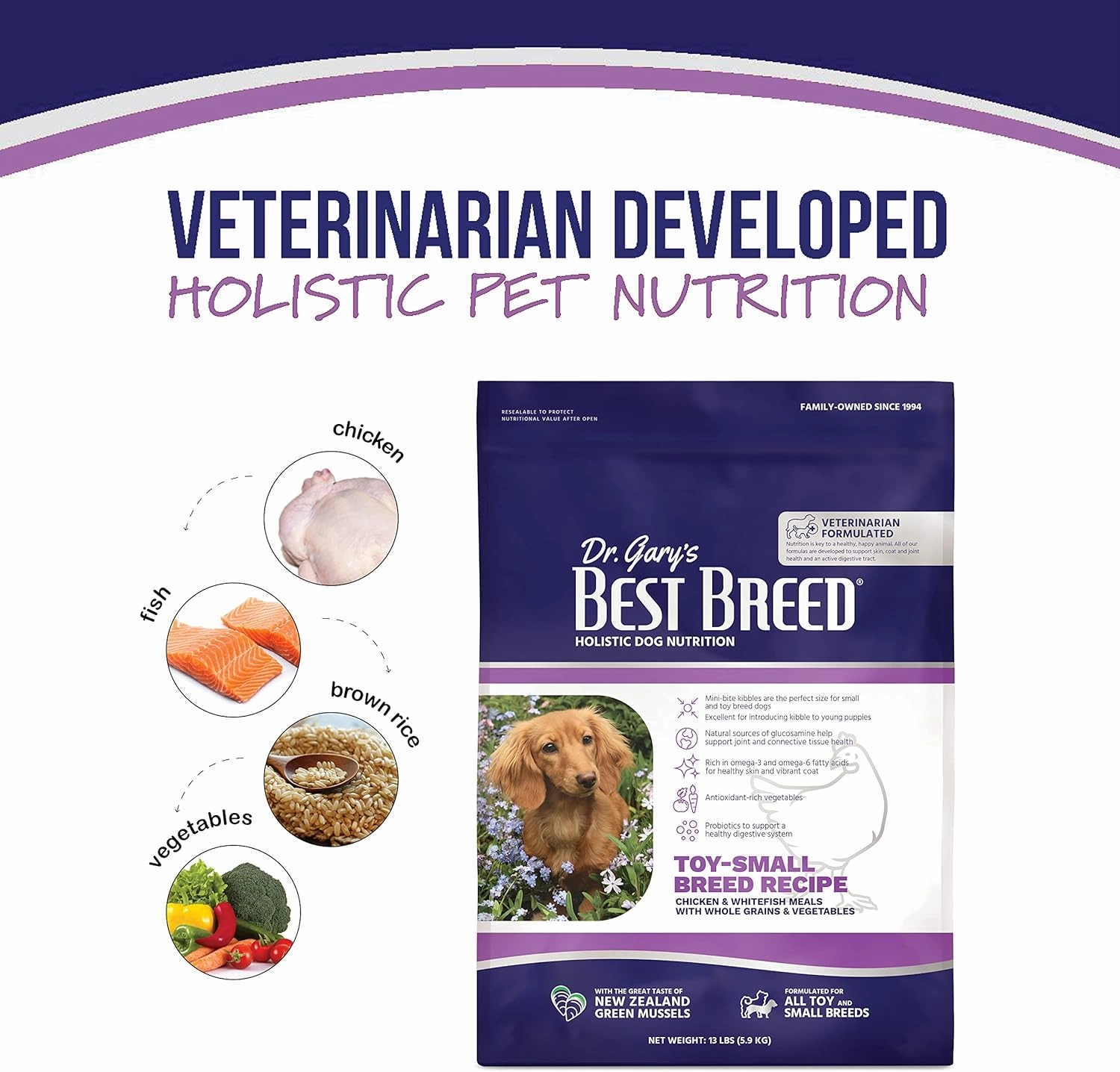 Best Breed Dr. Gary's Small Breed Recipe Made in USA [Natural Dry Dog Food for All Breeds and Sizes] - 4lbs, Dark Brown (7-22301-88151-4)