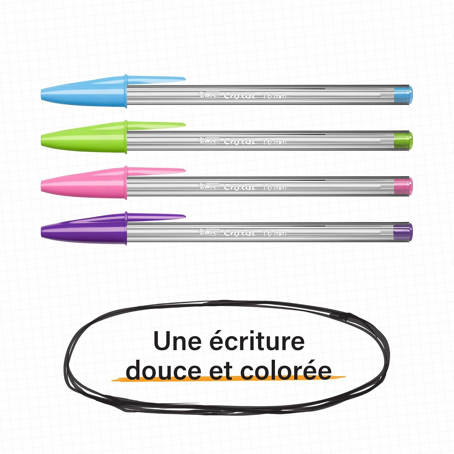 Bic Cristal Multicolour Ballpoint Pens With Wide Tip (1.6mm) Pens For Colourful Writing In Assorted Colours, Pack Of 15