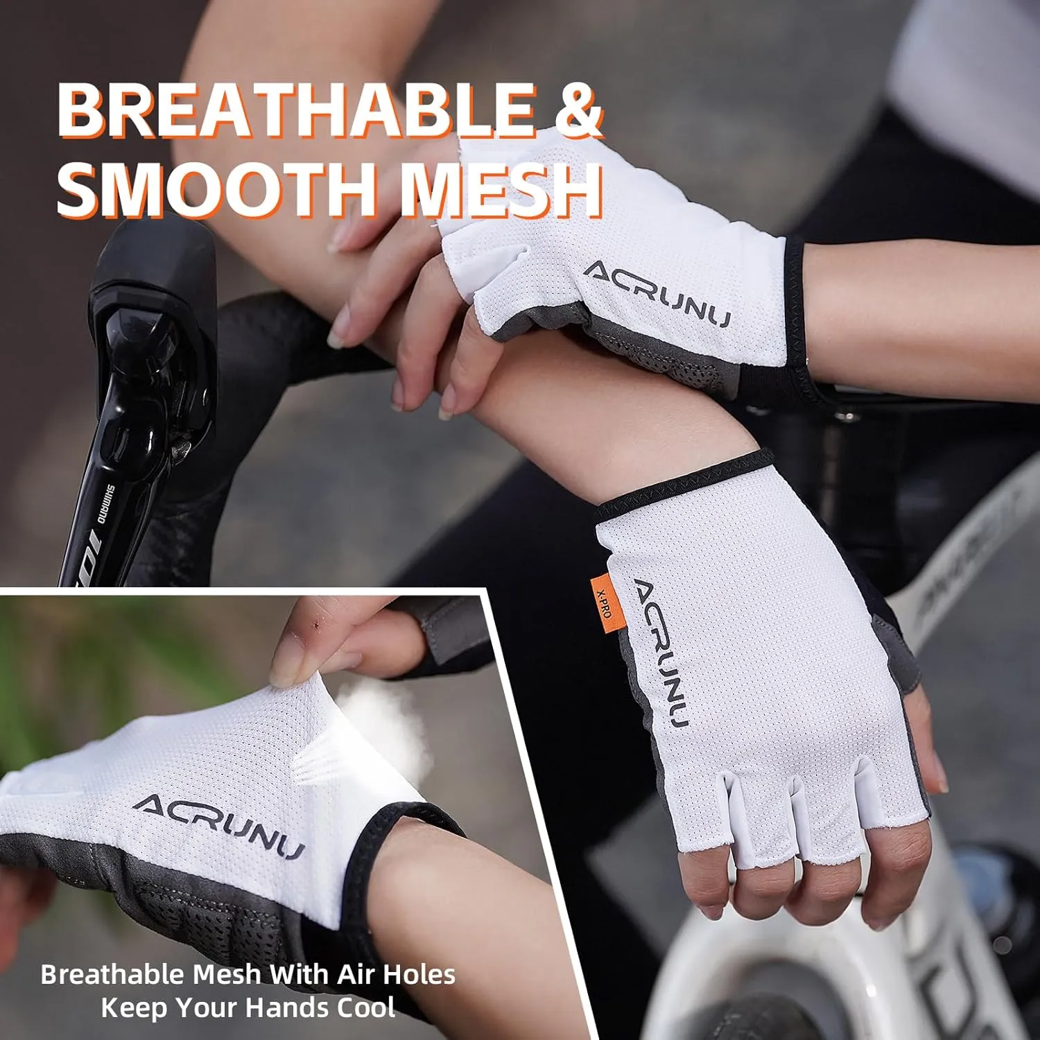 Bike Gloves for Men Women with Anti-Slip Shock-Absorbing Pad, Breathable Half-Finger Cycling Gloves