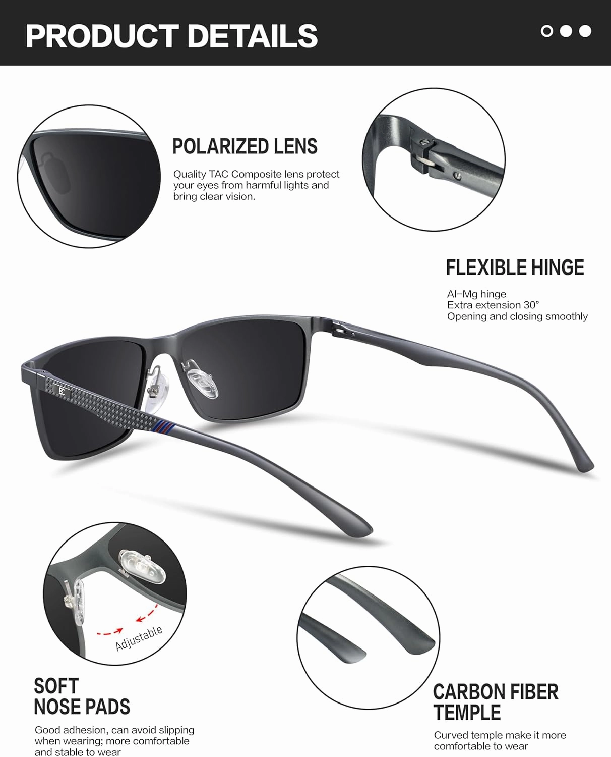 BIRCEN Mens Sunglasses Polarized UV Protection: Classic Shades for Men Driving Fishing with Al-Mg Metal Frame