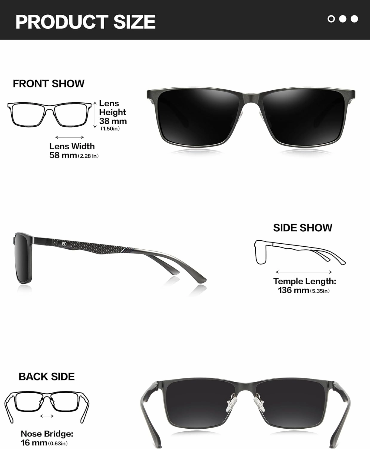 BIRCEN Mens Sunglasses Polarized UV Protection: Classic Shades for Men Driving Fishing with Al-Mg Metal Frame