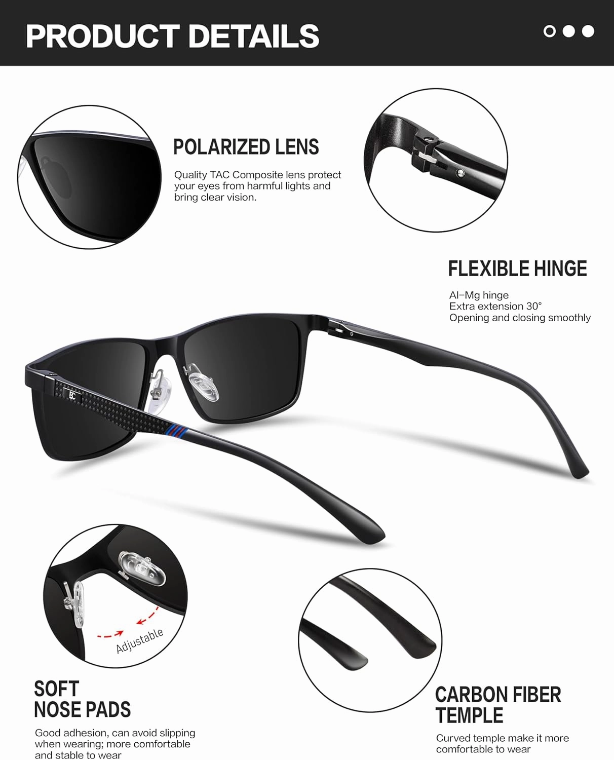 BIRCEN Mens Sunglasses Polarized UV Protection: Classic Shades for Men Driving Fishing with Al-Mg Metal Frame