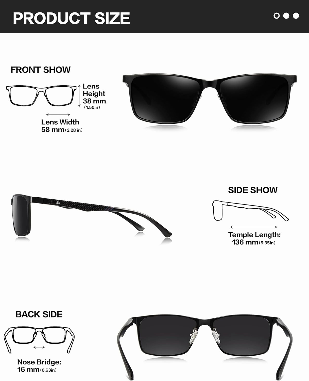 BIRCEN Mens Sunglasses Polarized UV Protection: Classic Shades for Men Driving Fishing with Al-Mg Metal Frame