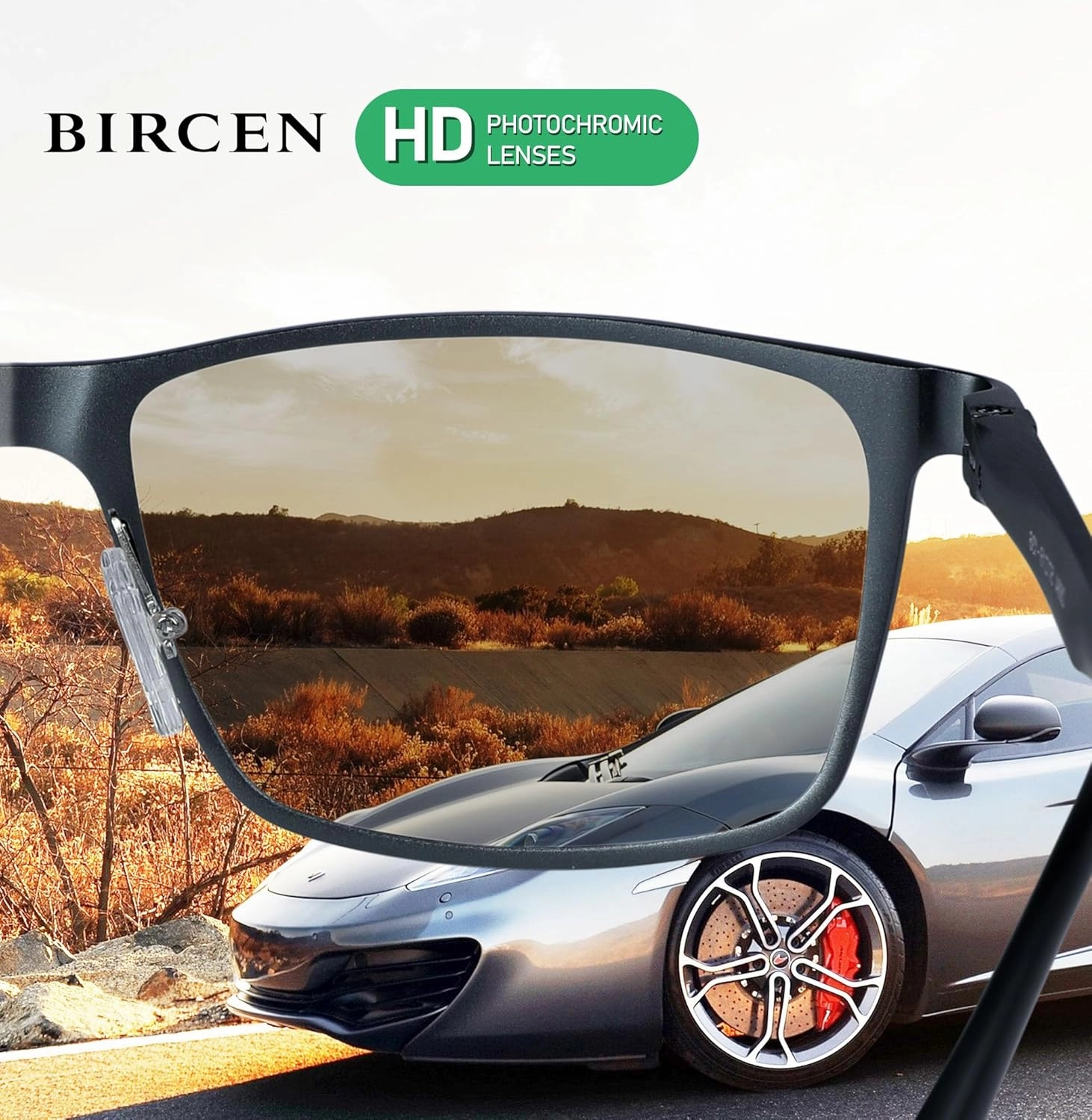 BIRCEN Mens Sunglasses Polarized UV Protection: Classic Shades for Men Driving Fishing with Al-Mg Metal Frame