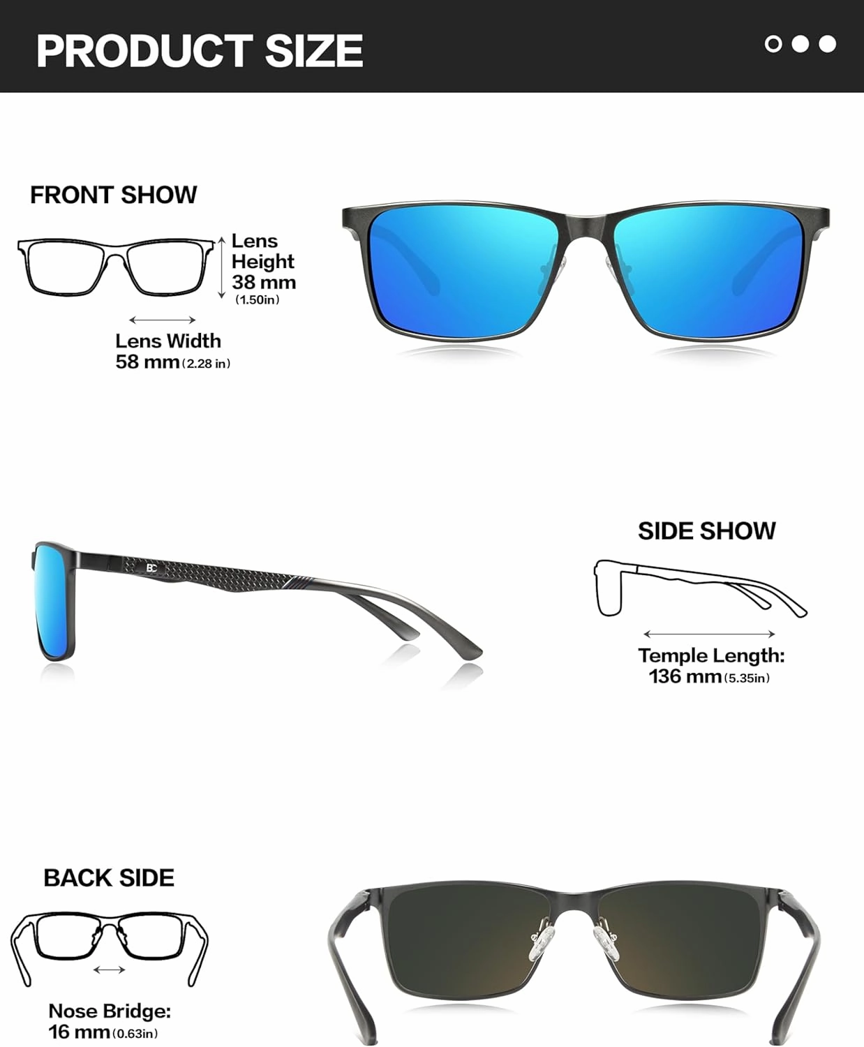 BIRCEN Mens Sunglasses Polarized UV Protection: Classic Shades for Men Driving Fishing with Al-Mg Metal Frame