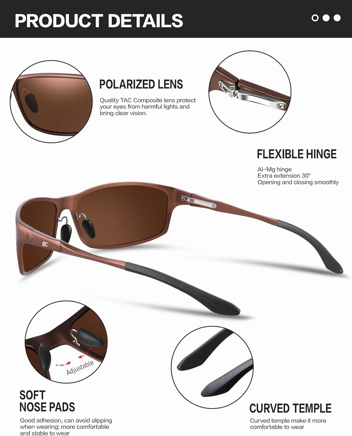 BIRCEN Polarized Mens Sunglasses: UV Protection Sports Shades for Men Women Sport Driving with Al-Mg Frame