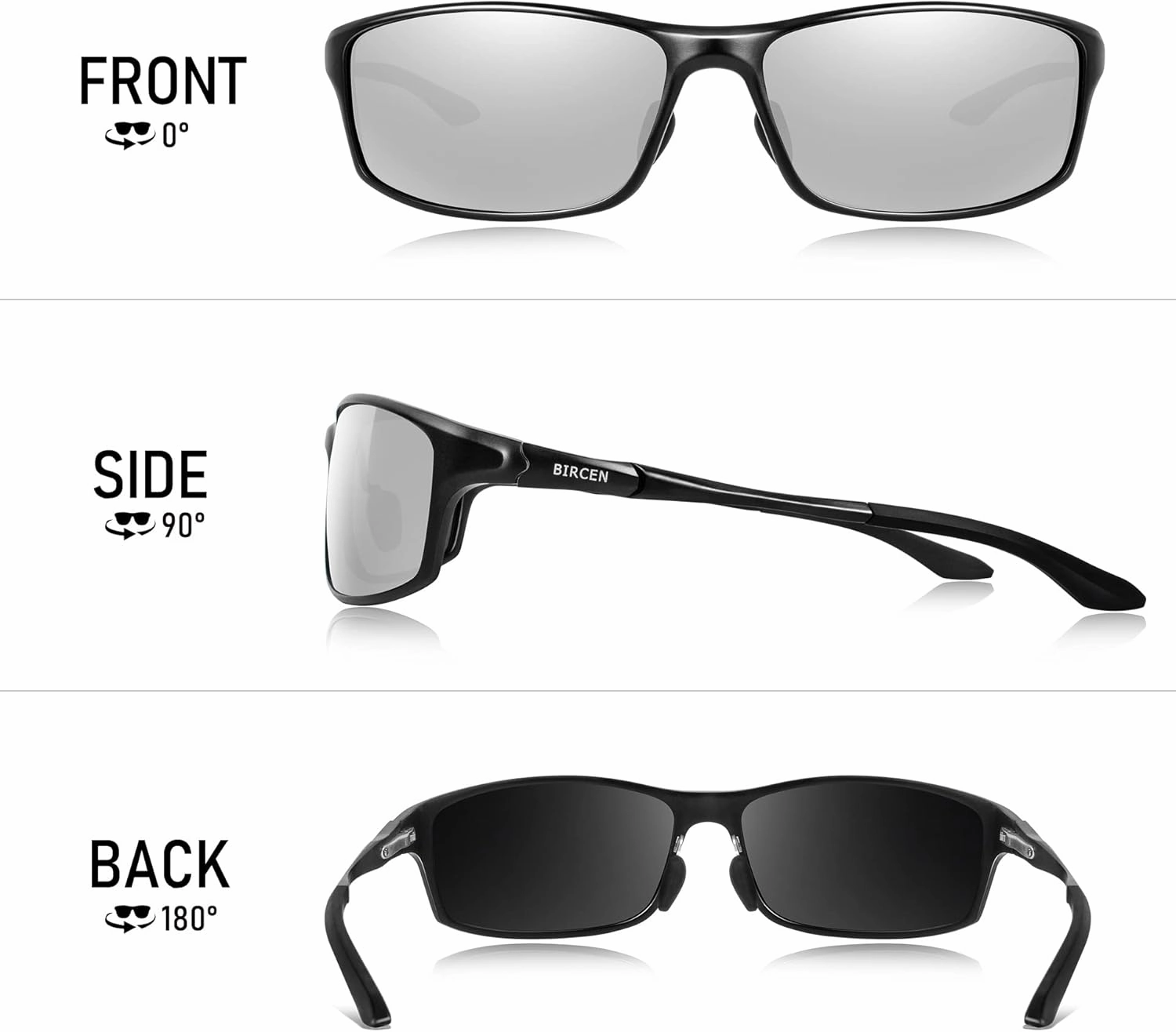 BIRCEN Polarized Mens Sunglasses: UV Protection Sports Shades for Men Women Sport Driving with Al-Mg Frame