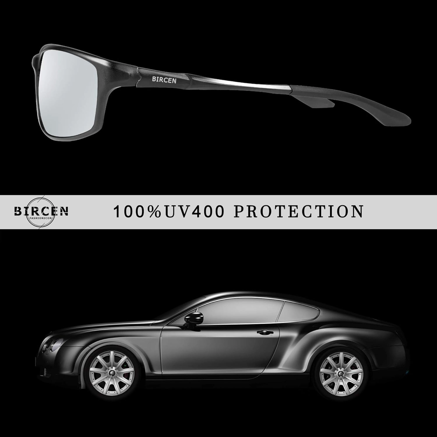 BIRCEN Polarized Mens Sunglasses: UV Protection Sports Shades for Men Women Sport Driving with Al-Mg Frame