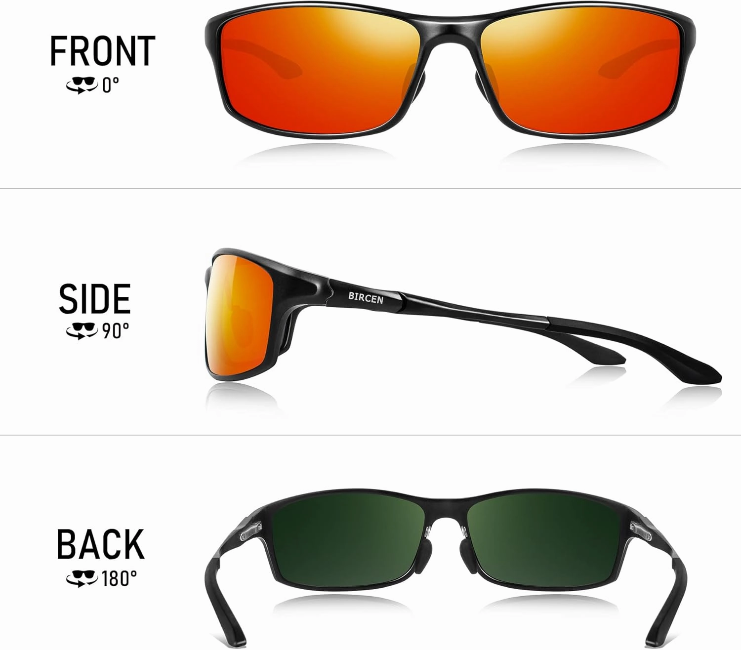 BIRCEN Polarized Mens Sunglasses: UV Protection Sports Shades for Men Women Sport Driving with Al-Mg Frame