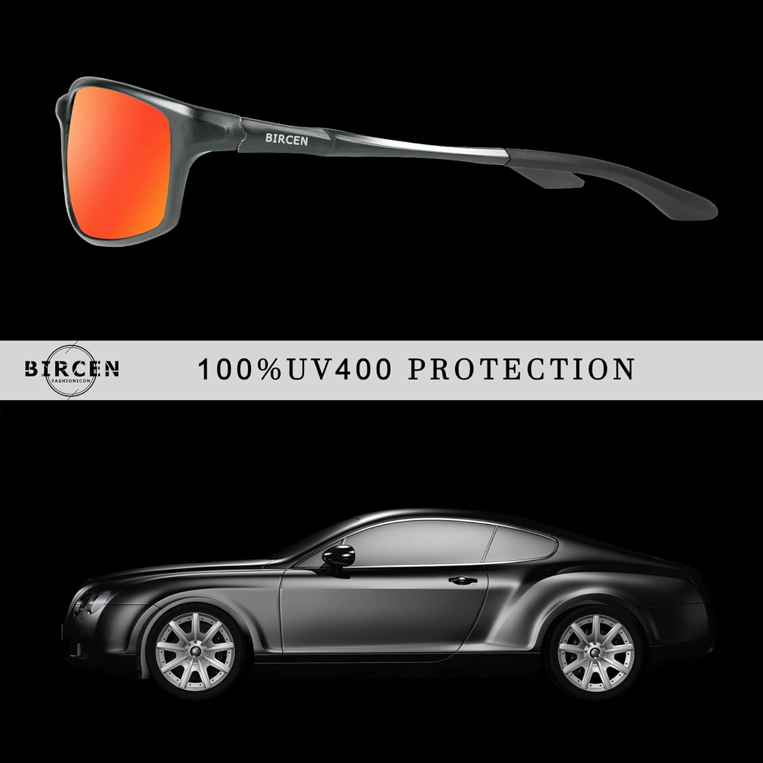 BIRCEN Polarized Mens Sunglasses: UV Protection Sports Shades for Men Women Sport Driving with Al-Mg Frame