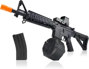 BIU BLASTER Gel Ball Blaster 280  FPS,100  Ft Range Full Size Splatter Ball Blaster7.4v 1200mAh Battery Electric Automatic Splat Blaster for Ages 14  Years Outdoor Game (Black, mag Drum)