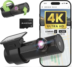 BlackVue DR970X-2CH Plus 64GB | 2-Channel Dash Cam (4K-Full HD), STARVIS 2 Sensor, Parking Mode, Up to 512GB, Easy Setup via App, Wi-Fi, GPS, Cloud Auto Backup, Optional LTE Module