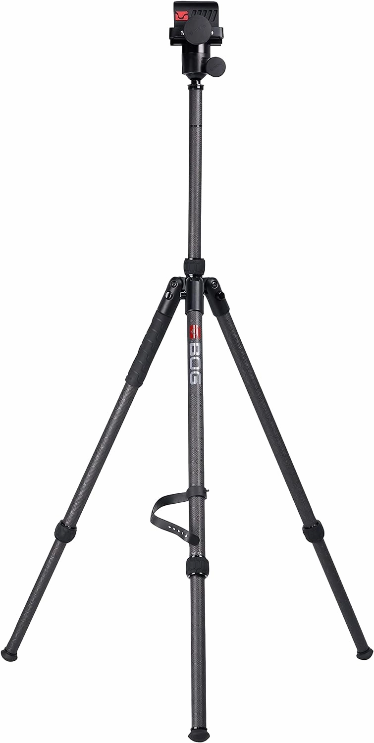 BOG DeathGrip Sherpa Carbon Fiber Tripod with Heavy Duty Construction, 360 Degree Ball Head, Quick-Release Arca-Swiss Mount System, and Optics Plate for Hunting, Shooting, Glassing, and Outdoors