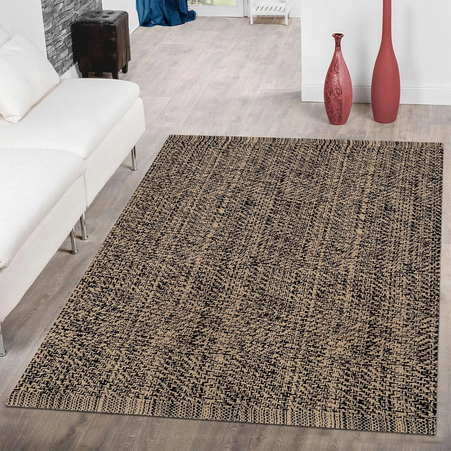 Boho Area Rug,3'x 5'Tan Black Washable Reversible Kitchen Area Rug Farmhouse Entryway Rug Hallway Rug Throw Rug Floor Carpet for Foyer Bathroom Living Room