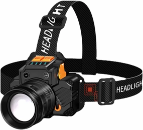 BORDSTRACT LED Rechargeable Headlamp, Gesture Sensor Control Head Torch, USB Charging,Suitable for Outdoor Activities, Camping(GY09 Sensor Headlamp Yellow)