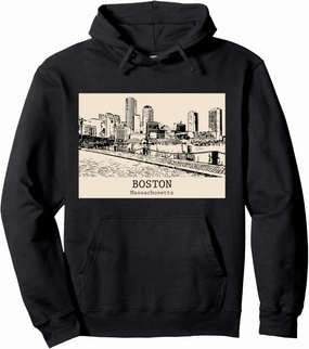 Boston Massachusetts Vintage Retro Travel Souvenir Pullover Hoodie