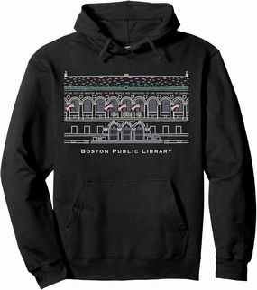 Boston, Public Library Hand drawing, USA Pullover Hoodie