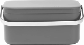 Brabantia Food Waste Caddy (0.48 Gal/Dark Gray) Kitchen Leftovers Can with Stay-Open Lid & Stainless Steel Handle for Composting