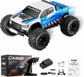 Brushless RC Truck, Super Fast RC Cars, 1/18 Chevrolet Colorado Hobby RC Trucks, 45km/h High Speed Remote Control Car (42mph with 3S) for Adults, Blue