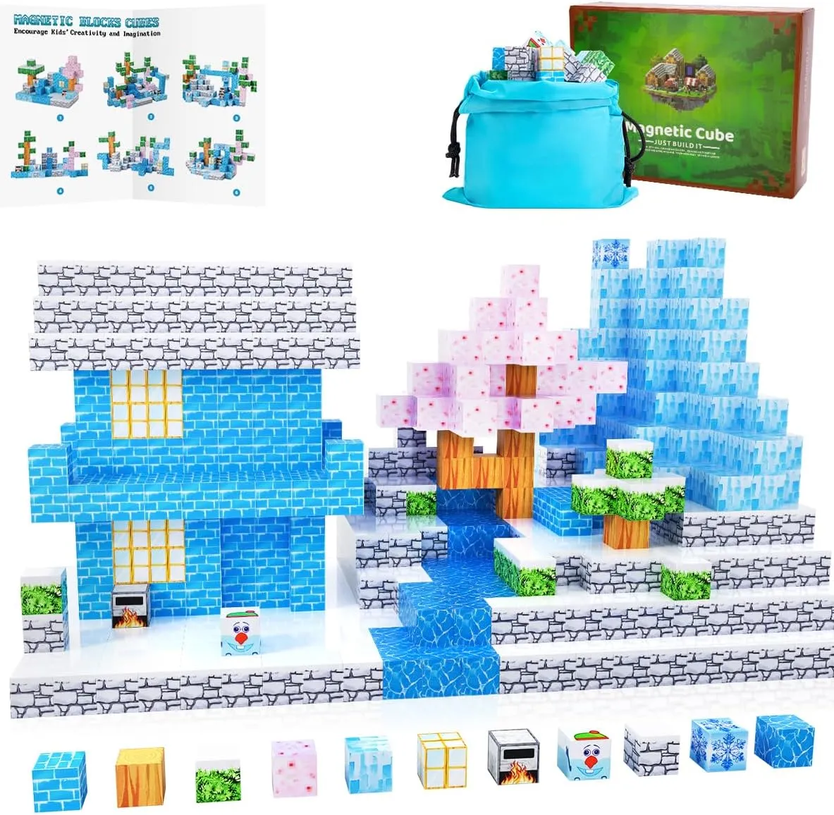 Building Blocks, 85 Pieces Build Mine Magnetic World Set Magnetic Tiles for Kids Toys for 3 4 5 6 7 8 Year Old Boys Girls Gift