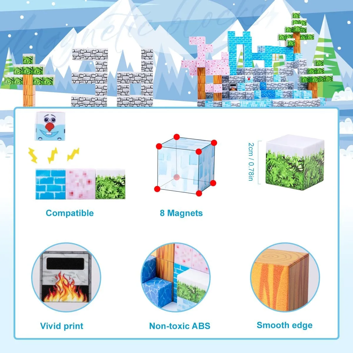 Building Blocks, 85 Pieces Build Mine Magnetic World Set Magnetic Tiles for Kids Toys for 3 4 5 6 7 8 Year Old Boys Girls Gift