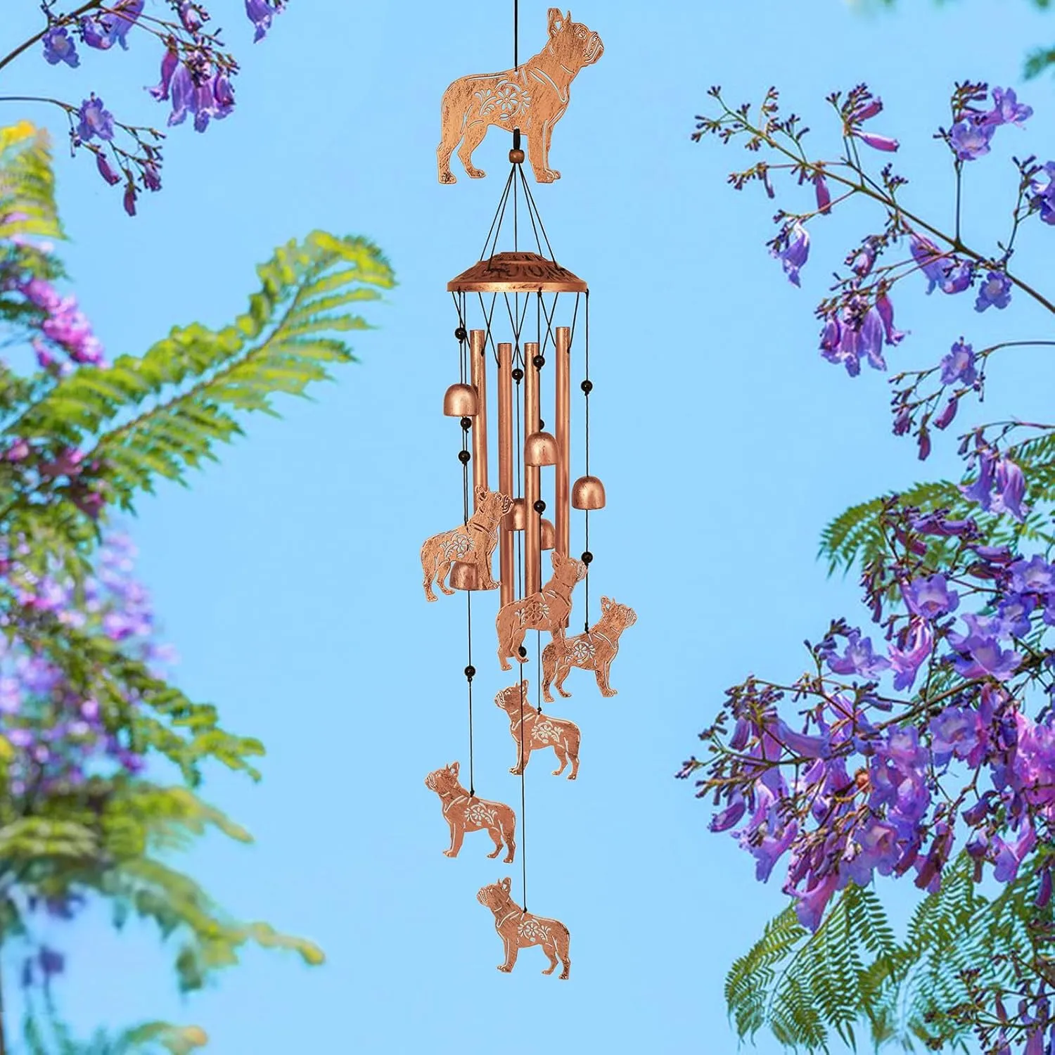 Bulldog Dog Wind Chimes for Outside,Metal Windchimes,Bulldog Dog Gifts for Women/Men,Wind Chime Garden Decor Outdoor,Memorial/Housewarming/Birthday/Festival Gifts,Front Yard Decor