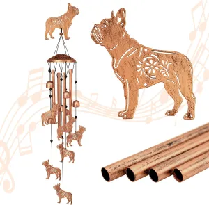 Bulldog Dog Wind Chimes for Outside,Metal Windchimes,Bulldog Dog Gifts for Women/Men,Wind Chime Garden Decor Outdoor,Memorial/Housewarming/Birthday/Festival Gifts,Front Yard Decor