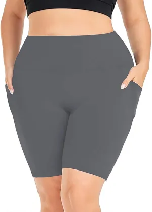 Buttery Soft Shorts Women Butt Lifting Shorts Pockets High Waisted Biker Anti Cellulite Up Workout Gym Shorts High